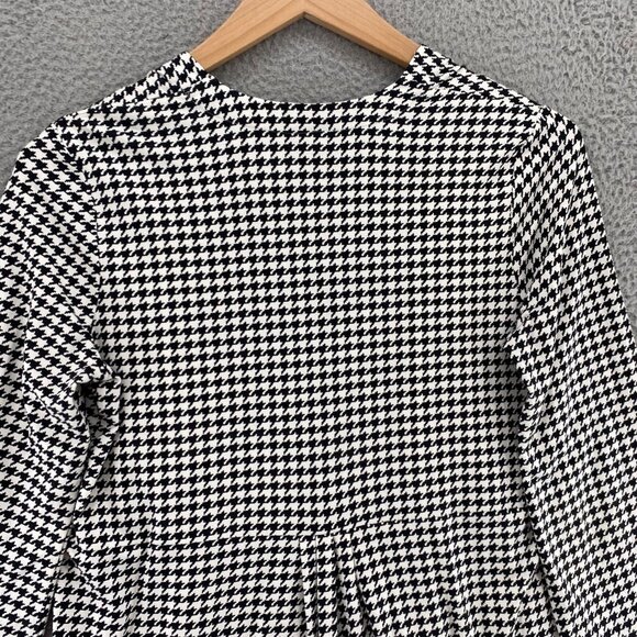 J Jill Sweater Womens Small Black Houndstooth Wearever Cardigan 3/4 Sleeves Knit - Picture 3 of 10
